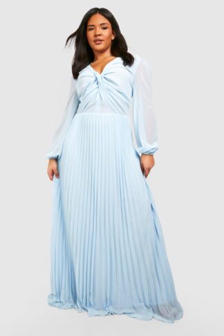 Womens Plus Chiffon Twist Front Maxi Dress - Blue - 28, Blue
