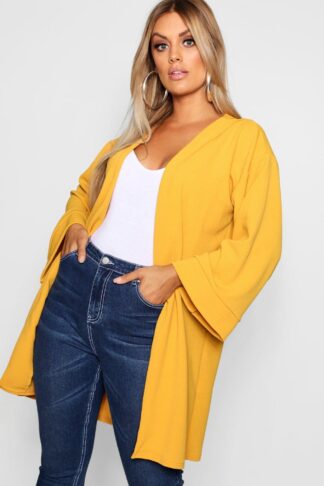 Womens Plus Kimono Sleeve Duster Coat - Yellow - 18, Yellow
