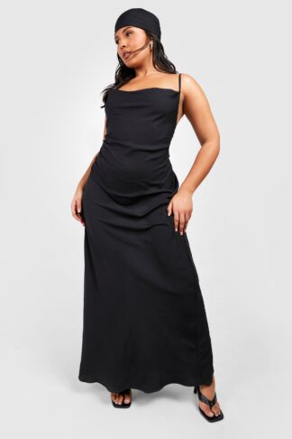 Womens Plus Headscarf & Maxi Dress - Black - 28, Black