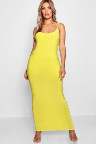 Womens Plus Slinky Strappy Maxi Dress - Yellow - 18, Yellow