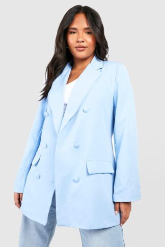 Womens Plus Colour Pop Longline Blazer - Blue - 18, Blue