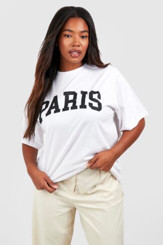 Womens Plus Paris Printed T-Shirt - White - 16, White