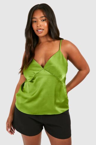 Womens Plus Seam Detail Cami Top - Green - 28, Green