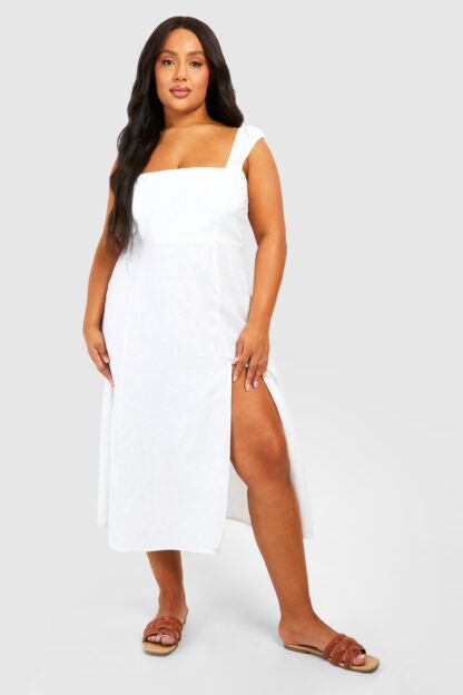 Womens Plus Woven Lace Up Back Flippy Mini Dress - White - 28, White