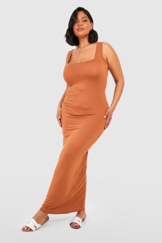 Womens Plus Jersey Square Neck Maxi Dress - Orange - 24, Orange