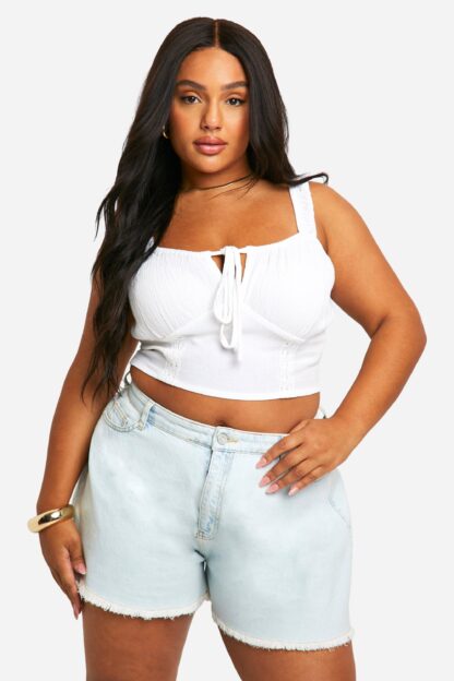 Womens Plus Cotton Milkmaid Crop Top - White - 16, White