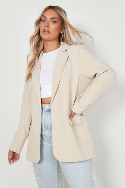 Womens Plus Oversized Dad Blazer - Beige - 26, Beige