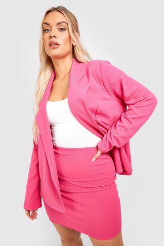 Womens Plus Basic Jersey Relaxed Fit Blazer - Pink - 18, Pink