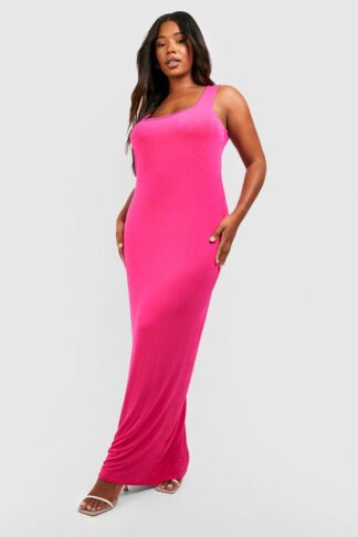 Womens Plus Sqaure Neck Maxi Dress - Pink - 16, Pink