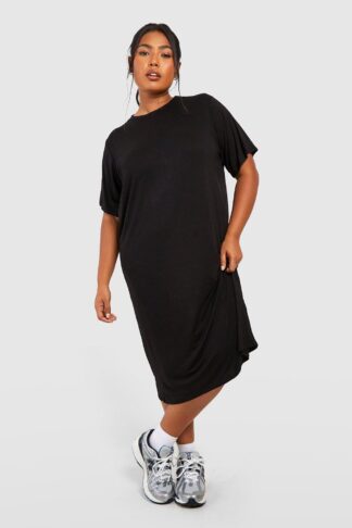 Womens Plus T-Shirt Midi Dress - Black - 26, Black