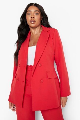 Womens Plus Tailored Double Breasted Blazer - 24, Red