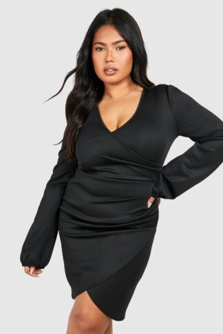 Womens Plus Wrap Dress - Black - 16, Black