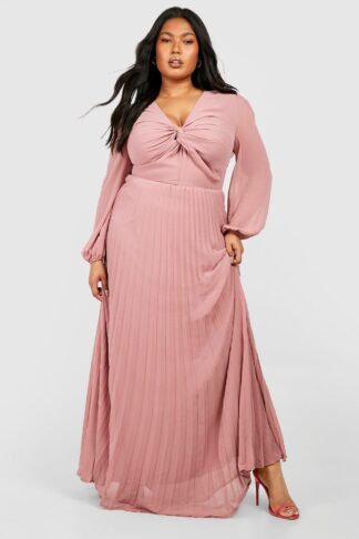 Womens Plus Chiffon Twist Front Maxi Dress - Pink - 18, Pink