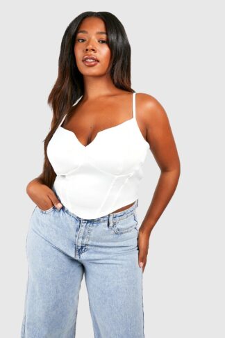 Womens Plus Ruched Corset Top - White - 22, White