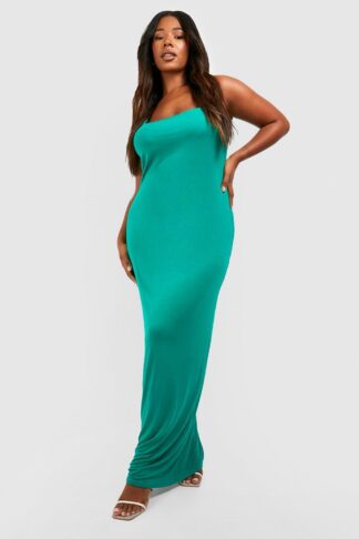 Womens Plus Sqaure Neck Maxi Dress - Green - 16, Green