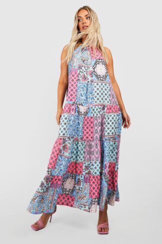 Womens Plus Paisley Swing Maxi Dress - Blue - 16, Blue