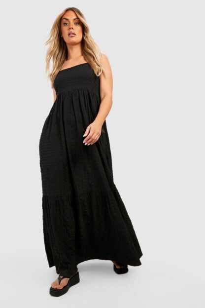 Womens Plus Textured Maxi Dress - Black - 24, Black