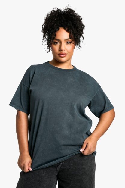 Womens Plus Charcoal Washed Oversized T-Shirt - Grey - 16, Grey