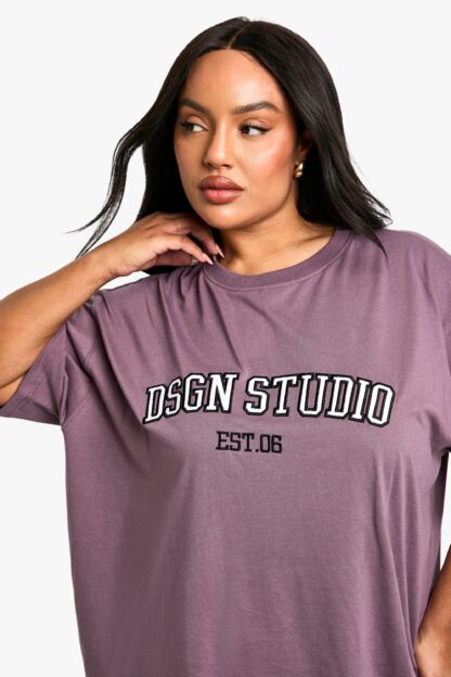 Womens Plus Dsgn Applique Oversized T-Shirt - Purple - 16, Purple