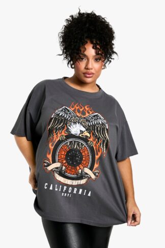 Womens Plus Los Angeles Eagle Oversized T-Shirt - Grey - 16, Grey