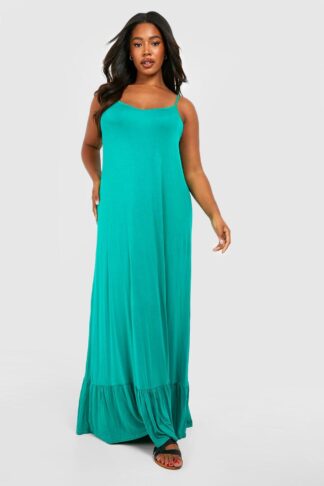 Womens Plus Jersey Swing Maxi Dress - Green - 16, Green