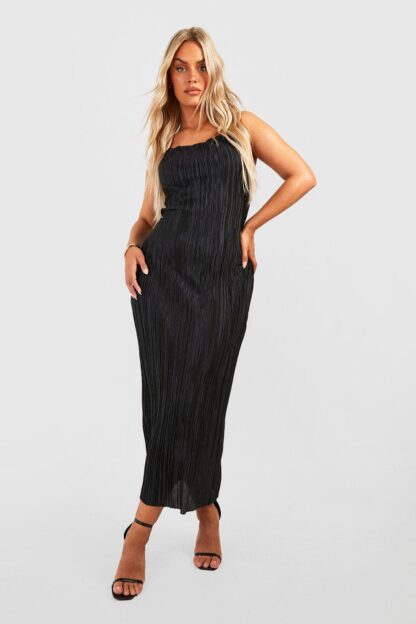 Womens Plus Plisse Maxi Dress - Black - 18, Black