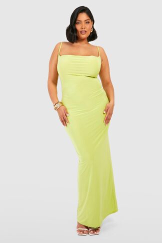 Womens Plus Slinky Cowl Neck Maxi Dress - Green - 16, Green