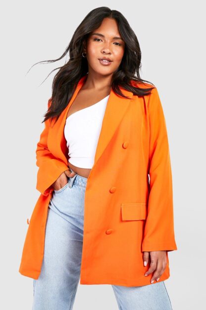 Womens Plus Colour Pop Longline Blazer - Orange - 16, Orange