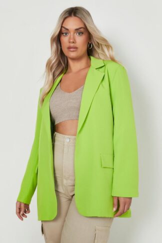 Womens Boohoo Basics Plus Oversized Dad Blazer - Green - 16, Green