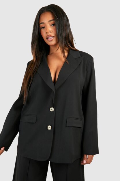 Womens Plus Split Back Oversized Blazer - Black - 28, Black