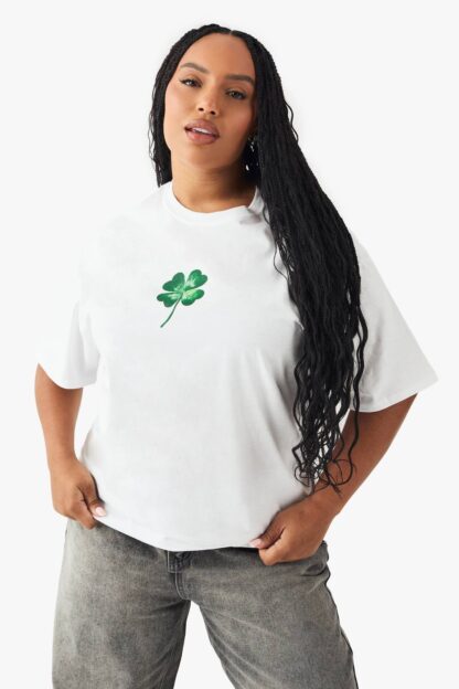 Womens PLUS ST PADDYS DAY SHAMROCK OVERSIZED T-SHIRT
