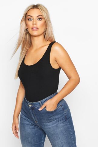 Womens Plus Basic Wide Strap Vest - Black - 16, Black