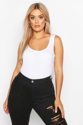 Womens Plus Basic Wide Strap Vest - White - 22, White