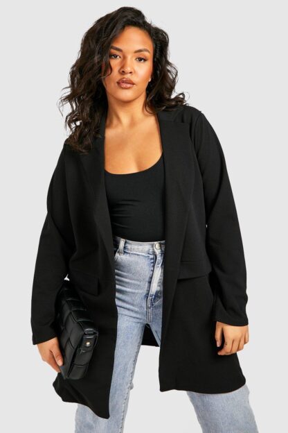 Womens Plus Pocket Detail Boyfriend Blazer - Black - 16, Black