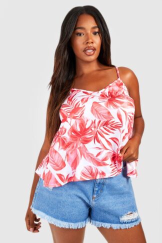 Womens Plus Printed Cami Top - Red - 16, Red