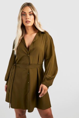 Womens The Plus Shirt Dress - Green - 16, Green