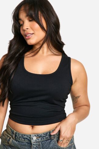 Womens Boohoo Basics Plus Cotton Wide Strap Full Length Vest - Black - 16, Black