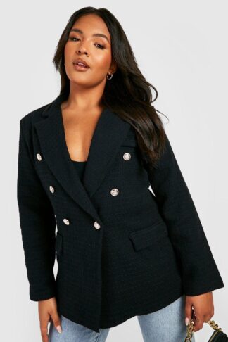 Womens Plus Boucle Blazer - Black - 28, Black