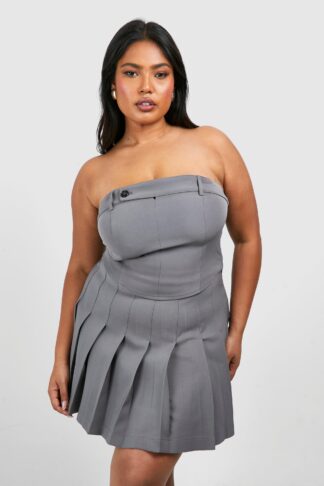 Womens Plus Button Detail Tailored Corset Top - Grey - 16, Grey