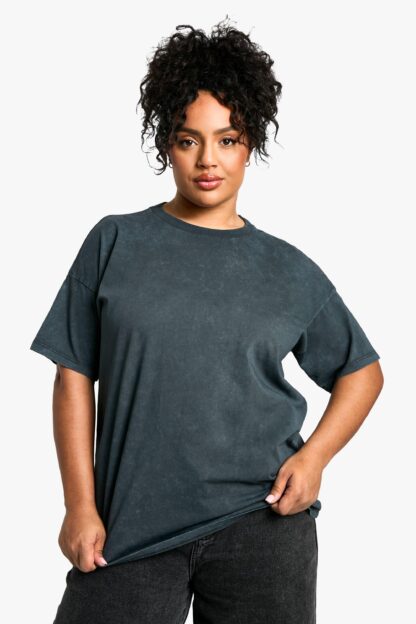 Womens Plus Charcoal Washed Oversized T-Shirt - Grey - 18, Grey