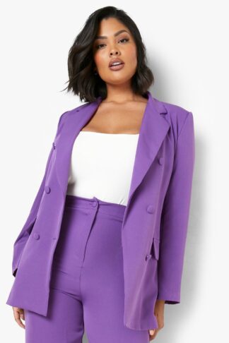 Womens Plus Colour Pop Longline Blazer - Purple - 24, Purple