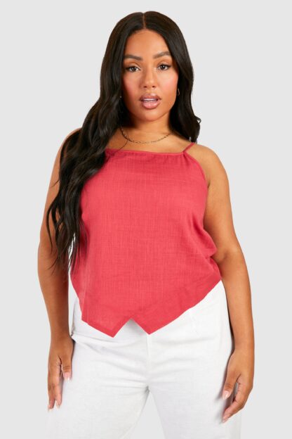 Womens Plus Cotton Asymmetric Cami - Red - 16, Red