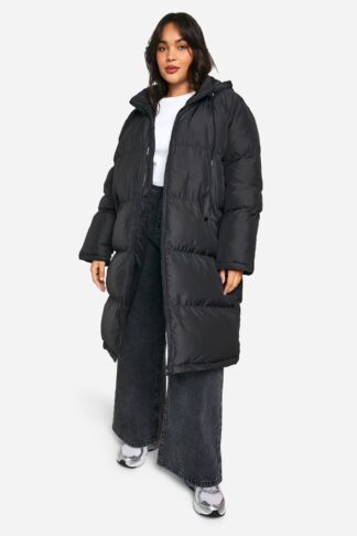 Womens Plus Hooded Puffer Coat - Black - 20, Black