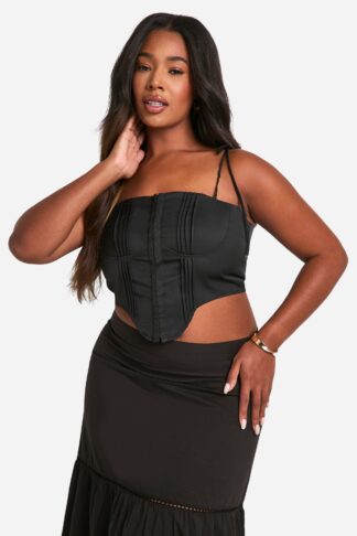 Womens Plus Seam Detail Corset Top - Black - 16, Black