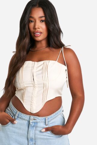 Womens Plus Seam Detail Corset Top - Cream - 16, Cream