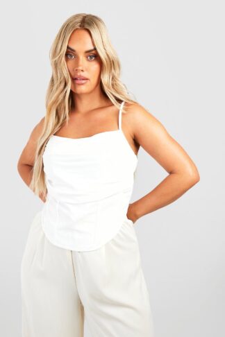 Womens Plus Strappy Ruched Corset Top - White - 18, White