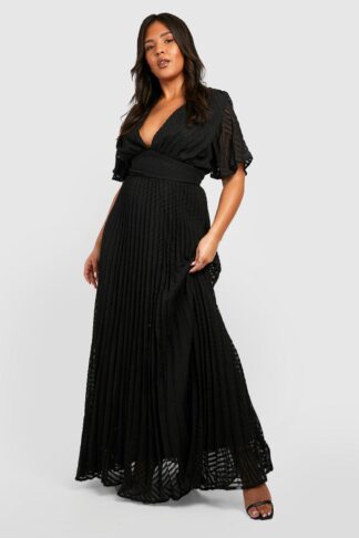 Womens Plus Textured Chiffon Maxi Dress - Black - 20, Black