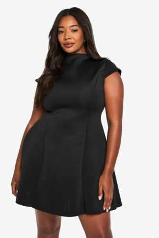 Womens plus structured mini skater dress