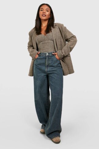 Womens Plus Basics High Waisted Super Wide Leg Jeans - Blue - 16, Blue