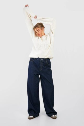 Womens Plus Basics High Waisted Super Wide Leg Jeans - Blue - 22, Blue